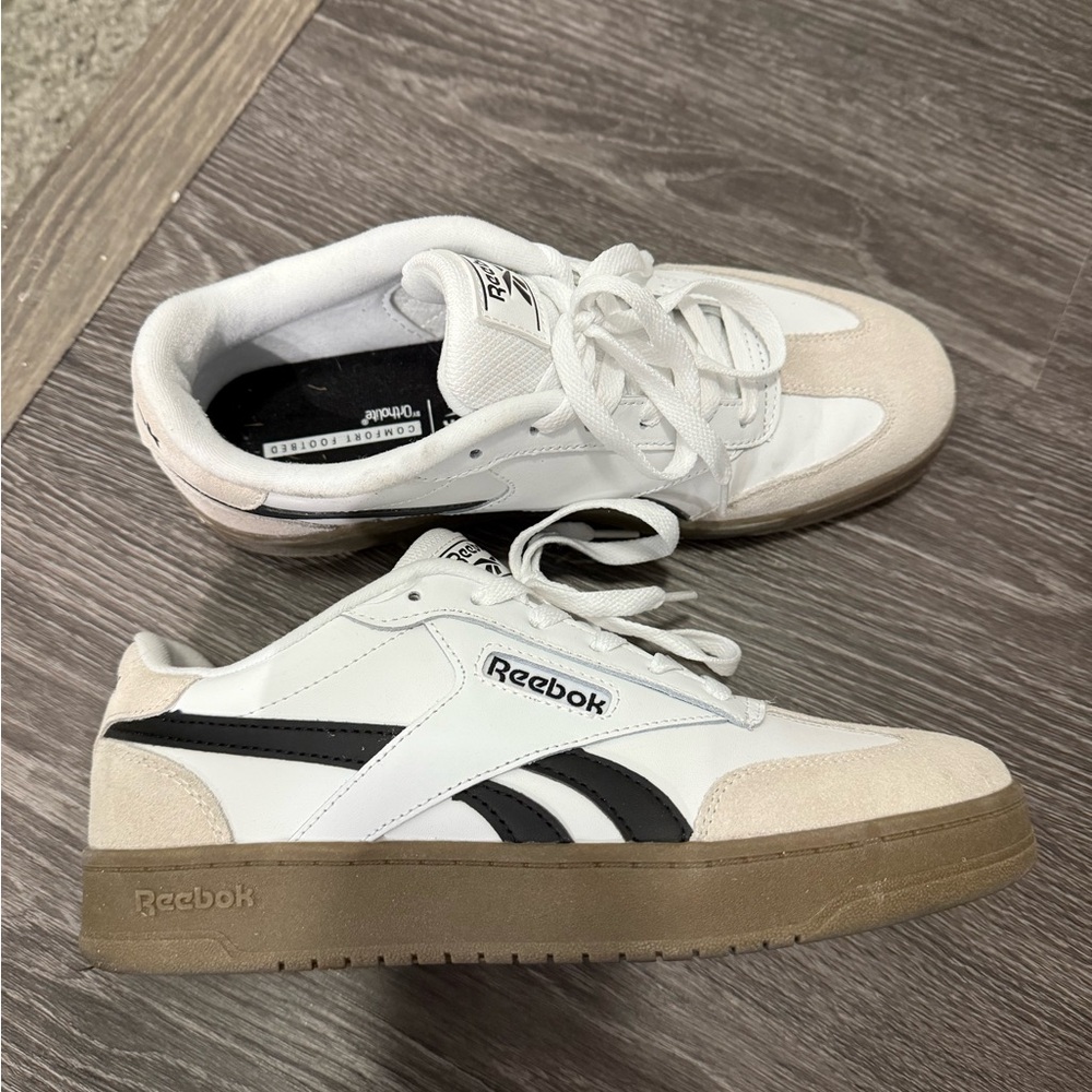 Reebok White and Black Low-Top Sneakers